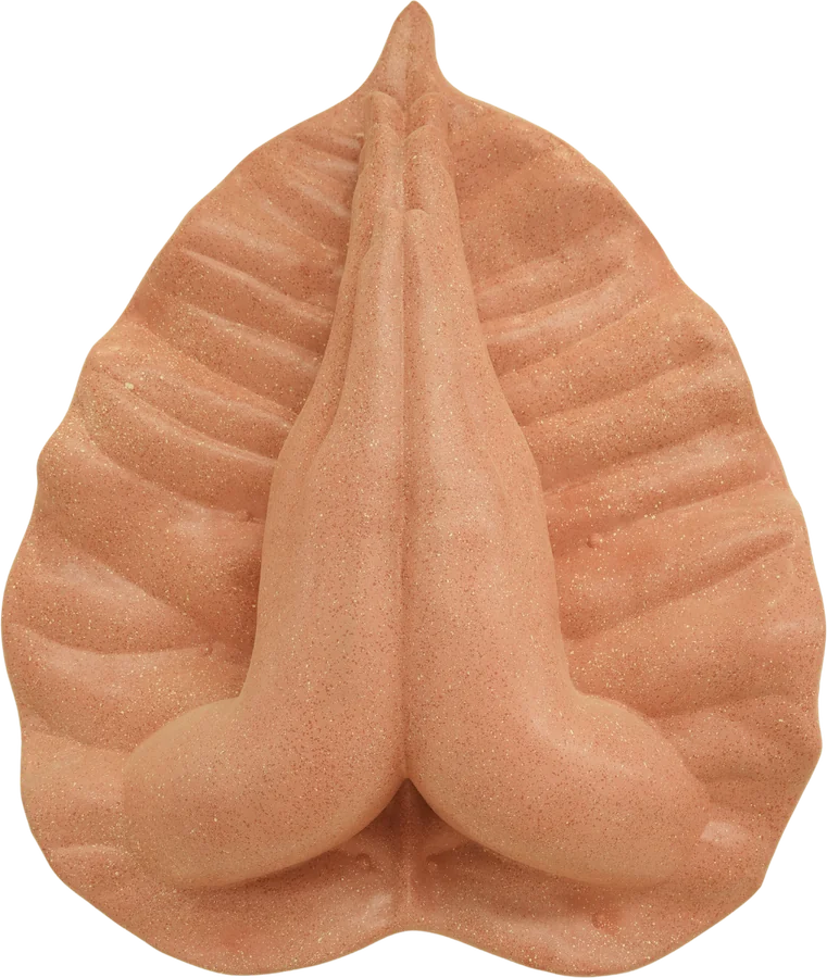 Anjalimudra | Namaskaramudra | Reverence Gesture: relief sculpture on a Bodhi leaf