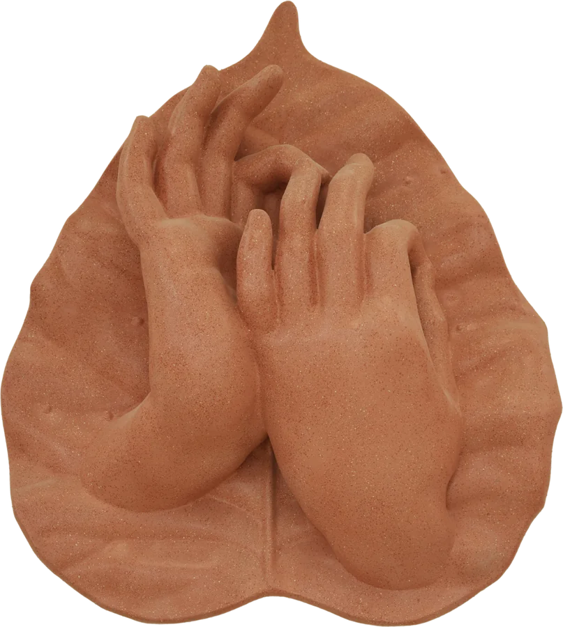 Dhammachakramudra | Wheel of Law Mudra: relief sculpture on a Bodhi leaf