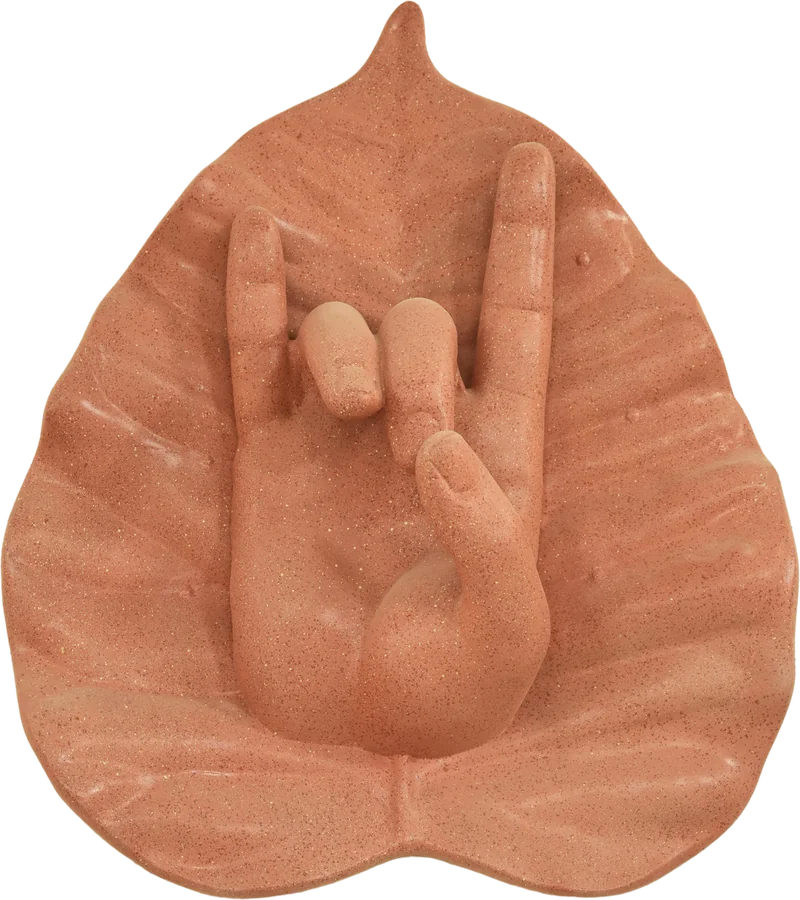 Kaaranamudra | Demon-Quelling Gesture: relief sculpture on a Bodhi leaf