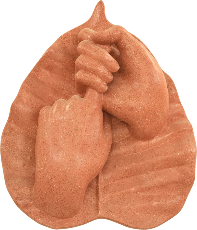 Vajramudra | Wisdom Gesture: relief sculpture on a Bodhi leaf