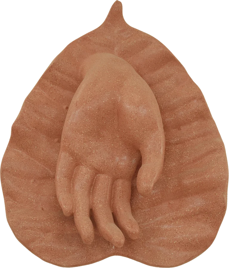 Varadamudra | Wish-Granting Gesture: relief sculpture on a Bodhi leaf